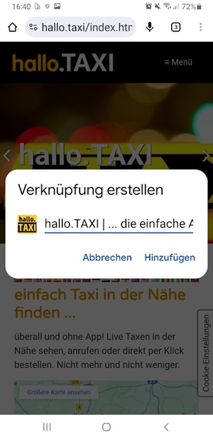 ohne App TAXI rufen